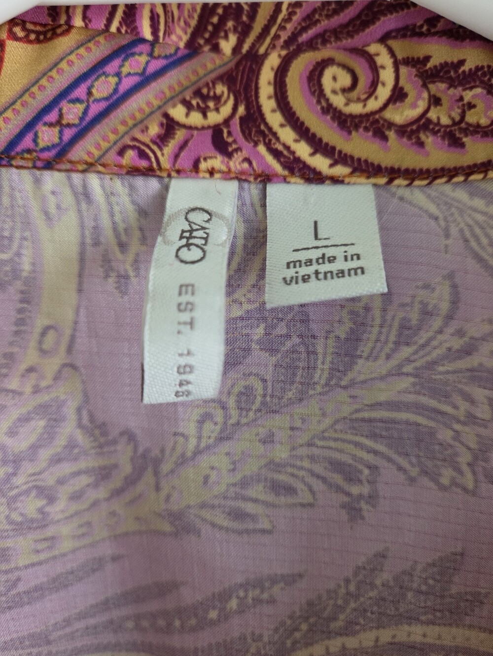 Cato Fashions Size L Patchwork Paisley Button Down Blouse Top Pink Red Boho - Picture 2 of 8